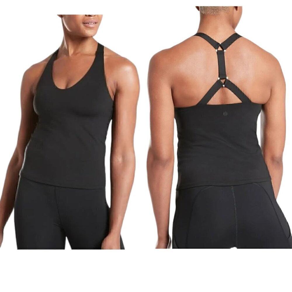 Athleta Black Scoop Neck Sleeveless Ascent Support Tank Top Size XS
